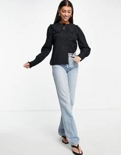 Y.A.S. Large Collar Button Down Shirt In Black For Women 9 Y.A.S. Large Collar Button Down Shirt In Black For Women -Women's Y.A.S Sales Shop unnamed file 2797