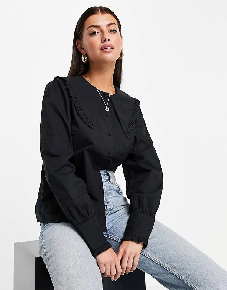 Y.A.S. Large Collar Button Down Shirt In Black For Women 6 Y.A.S. Large Collar Button Down Shirt In Black For Women - Image 4