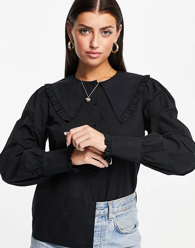 Y.A.S. Large Collar Button Down Shirt In Black For Women 7 Y.A.S. Large Collar Button Down Shirt In Black For Women - Image 5