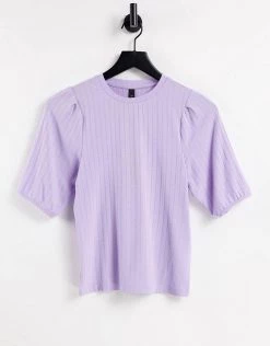 Y.A.S. 3/4 Sleeve Ribbed Jersey Top In Lilac For Women