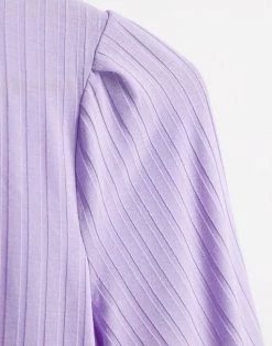 Y.A.S. 3/4 Sleeve Ribbed Jersey Top In Lilac For Women -Women's Y.A.S Sales Shop unnamed file 2803