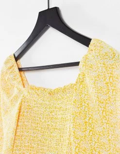 Y.A.S Tall Y.A.S. Tall Shirred Body Smock Top In Orange For Women -Women's Y.A.S Sales Shop unnamed file 2823