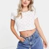 Y.A.S Petite Y.A.S. Petite Ditsy Floral Cropped T-shirt In White For Women White Multi -Women's Y.A.S Sales Shop unnamed file 2825