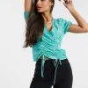 Y.A.S Tall Flavia Floral Print Wrap Crop Top For Women Mint -Women's Y.A.S Sales Shop unnamed file 2830