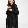 Y.A.S V Neck Broderie Mini Dress In Black For Women
