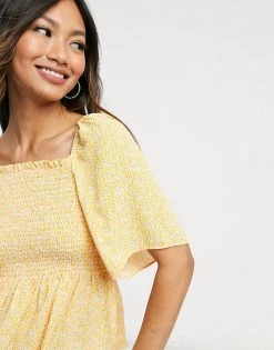 Y.A.S. Shirred Body Smock Top In Orange For Women -Women's Y.A.S Sales Shop unnamed file 2852