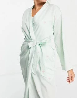 Women's Y.A.S Sales Shop 15 Y.A.S Exclusive Embroidered Palm Tree Long Robe In Mint For Women Mint Green
