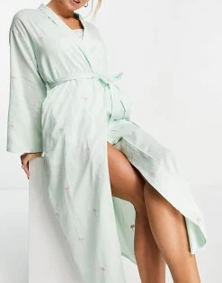 Y.A.S Exclusive Embroidered Palm Tree Long Robe In Mint For Women Mint Green -Women's Y.A.S Sales Shop unnamed file 2863