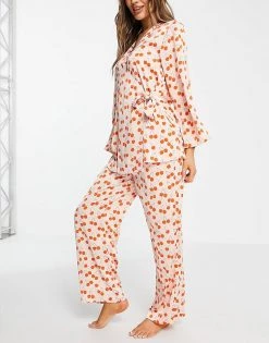 Y.A.S Exclusive Kimono Shirt And Trouser Pyjama Set In Cherry Print For Women -Women's Y.A.S Sales Shop unnamed file 2869