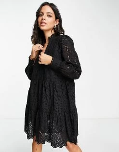 Y.A.S V Neck Broderie Mini Dress In Black For Women 11 Y.A.S V Neck Broderie Mini Dress In Black For Women -Women's Y.A.S Sales Shop unnamed file 289