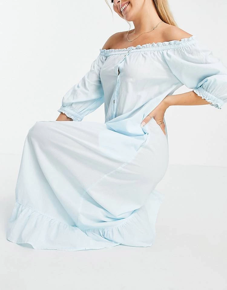 Y.A.S Exclusive Sleep Dress With Frill Hem In Blue For Women 5 Y.A.S Exclusive Sleep Dress With Frill Hem In Blue For Women - Image 4