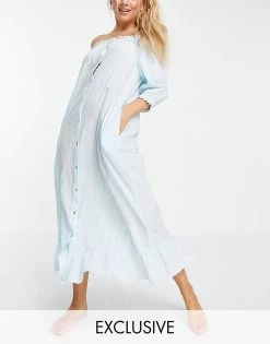 Y.A.S Exclusive Sleep Dress With Frill Hem In Blue For Women 10 Y.A.S Exclusive Sleep Dress With Frill Hem In Blue For Women -Women's Y.A.S Sales Shop unnamed file 2894