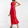 Y.A.S Bridesmaid Cowl Neck Slip Midi Dress In Red For Women -Women's Y.A.S Sales Shop unnamed file 290