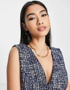 Y.A.S V-neck Boucle Mini Dress In Blue For Women -Women's Y.A.S Sales Shop unnamed file 307