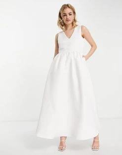 Y.A.S Bridal Maxi Dress With Full Skirt And Pockets In White For Women Star White -Women's Y.A.S Sales Shop unnamed file 313