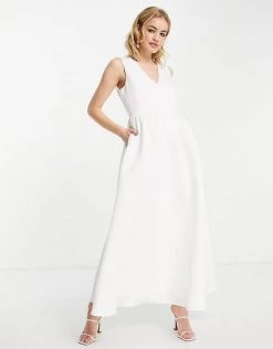 Y.A.S Bridal Maxi Dress With Full Skirt And Pockets In White For Women Star White -Women's Y.A.S Sales Shop unnamed file 314