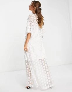 Y.A.S Bridal Aplique Maxi Dress With 3D Flower In White For Women Star White -Women's Y.A.S Sales Shop unnamed file 317