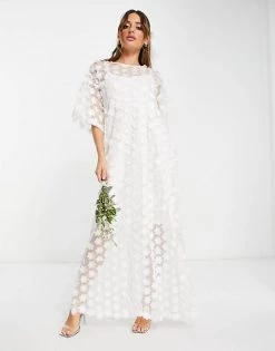 Y.A.S Bridal Aplique Maxi Dress With 3D Flower In White For Women Star White -Women's Y.A.S Sales Shop unnamed file 319