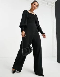 Y.A.S Long Sleeve Jumpsuit With Square Neck In Black For Women -Women's Y.A.S Sales Shop unnamed file 32