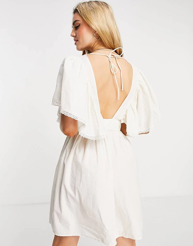 Y.A.S Organic Cotton Mini Dress In Cream For Women 4 Y.A.S Organic Cotton Mini Dress In Cream For Women - Image 2