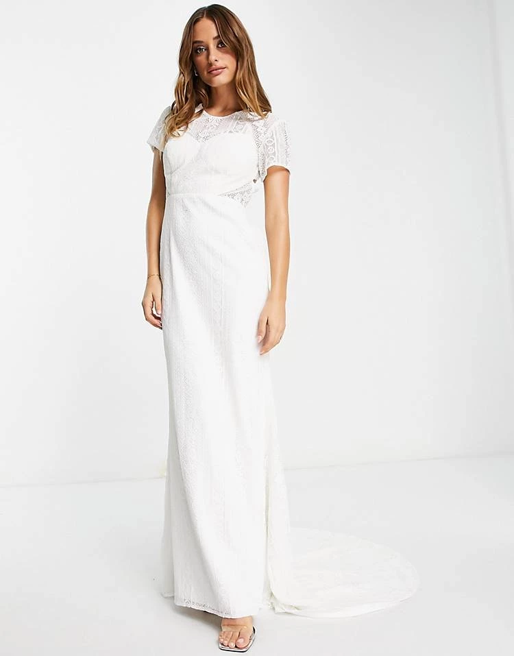 Y.A.S Bridal Cut Out Dress With Full Bodice And Train In White For Women Star White 4 Y.A.S Bridal Cut Out Dress With Full Bodice And Train In White For Women Star White - Image 2