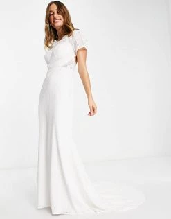 Y.A.S Bridal Cut Out Dress With Full Bodice And Train In White For Women Star White 9 Y.A.S Bridal Cut Out Dress With Full Bodice And Train In White For Women Star White -Women's Y.A.S Sales Shop unnamed file 332