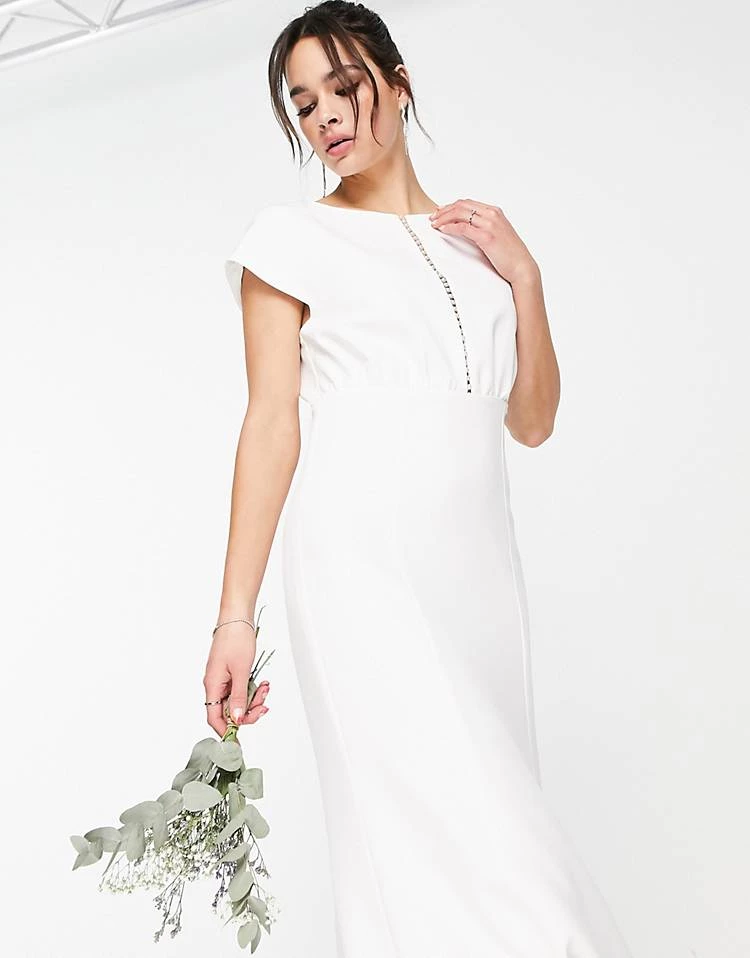 Y.A.S Bridal Maxi Dress With Empire Line Waist And Cut Out Front In White For Women Star White 4 Y.A.S Bridal Maxi Dress With Empire Line Waist And Cut Out Front In White For Women Star White - Image 2