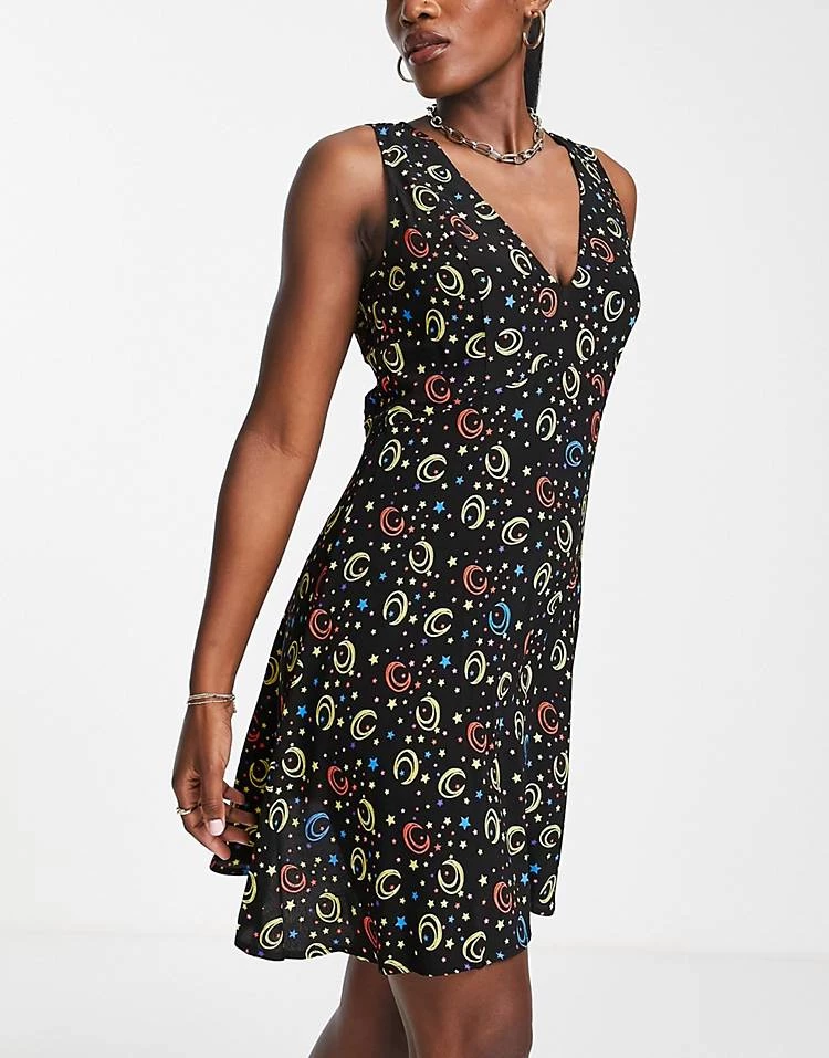 Y.A.S V-neck Mini Dress In Moon And Stars Print For Women Moon / Stars 5 Y.A.S V-neck Mini Dress In Moon And Stars Print For Women Moon / Stars - Image 3