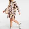 Y.A.S Organic Cotton Mini Shirt Dress In Floral Printed Poplin For Women -Women's Y.A.S Sales Shop unnamed file 370