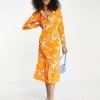Y.A.S Floral Jaquard Printed Midi Dress In Orange For Women Orange Print 1 Y.A.S Floral Jaquard Printed Midi Dress In Orange For Women Orange Print -Women's Y.A.S Sales Shop unnamed file 375