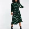 Y.A.S Plisse Midi Dress In Green Floral Print For Women