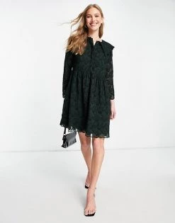 Y.A.S Lace Dress With Collar Detail In Green For Women