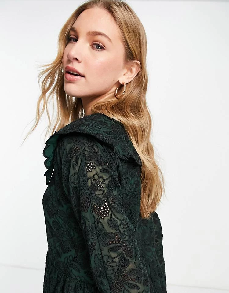 Y.A.S Lace Dress With Collar Detail In Green For Women 5 Y.A.S Lace Dress With Collar Detail In Green For Women - Image 3
