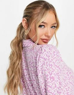 Y.A.S Midi Shirt Dress In Lilac Floral For Women -Women's Y.A.S Sales Shop unnamed file 416