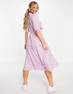 Y.A.S Midi Shirt Dress In Lilac Floral For Women -Women's Y.A.S Sales Shop unnamed file 417