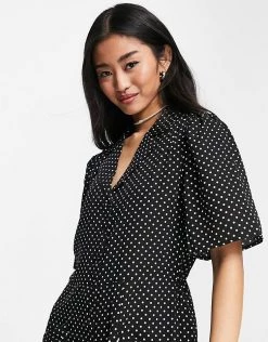 Y.A.S Geesa Polka Dot Jumpsuit In Black For Women Mono Polka Dot -Women's Y.A.S Sales Shop unnamed file 42