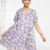 Y.A.S Applique V-neck Mini Dress In Blue & Pink Floral For Women -Women's Y.A.S Sales Shop unnamed file 420
