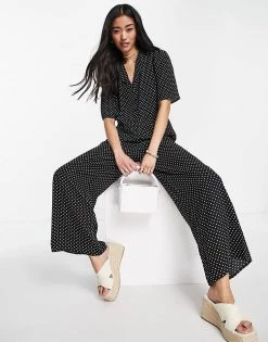 Y.A.S Geesa Polka Dot Jumpsuit In Black For Women Mono Polka Dot -Women's Y.A.S Sales Shop unnamed file 44