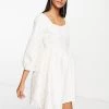 Y.A.S Bridal Jacquard Mini Dress In Cream For Women Antique White