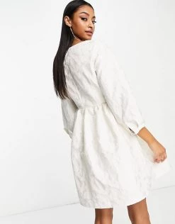 Y.A.S Bridal Jacquard Mini Dress In Cream For Women Antique White -Women's Y.A.S Sales Shop unnamed file 442