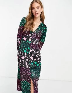 Y.A.S V-neck Midi Dress In Star Print For Women -Women's Y.A.S Sales Shop unnamed file 448