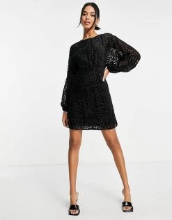 Y.A.S Animal Print Burn Out Mini Dress In Black For Women -Women's Y.A.S Sales Shop unnamed file 452