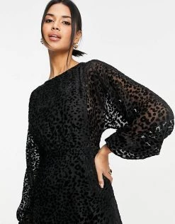 Y.A.S Animal Print Burn Out Mini Dress In Black For Women -Women's Y.A.S Sales Shop unnamed file 453