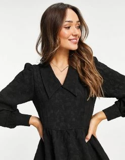 Y.A.S Jacquard Print Collar Detail Mini Dress In Black For Women -Women's Y.A.S Sales Shop unnamed file 457