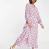 Y.A.S Collar Detail Maxi Dress In Ditsy Print For Women Pink Print -Women's Y.A.S Sales Shop unnamed file 460