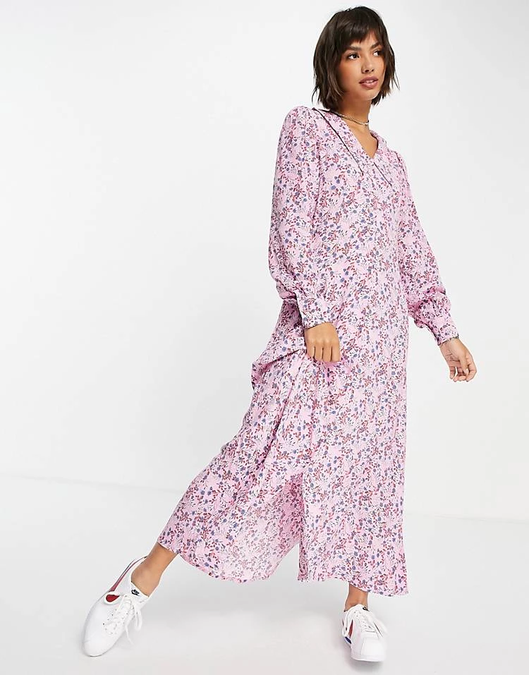 Y.A.S Collar Detail Maxi Dress In Ditsy Print For Women Pink Print 3 Y.A.S Collar Detail Maxi Dress In Ditsy Print For Women Pink Print