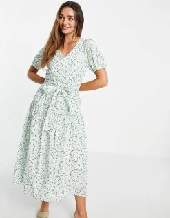Y.A.S Organic Cotton Tie Waist Midi Dress In Mint Floral For Women Multi 10 Y.A.S Organic Cotton Tie Waist Midi Dress In Mint Floral For Women Multi -Women's Y.A.S Sales Shop unnamed file 468