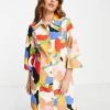 Y.A.S Button Down Mini Dress In Multi Print For Women -Women's Y.A.S Sales Shop unnamed file 470
