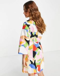 Y.A.S Button Down Mini Dress In Multi Print For Women -Women's Y.A.S Sales Shop unnamed file 472