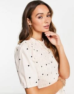 Y.A.S Shirred Dress With Embroidered Love Hearts In Cream For Women Cream Print -Women's Y.A.S Sales Shop unnamed file 487